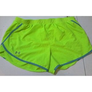 Under Armour Women's Neon Green Running Shorts Built-In Brief Liner Reflective T